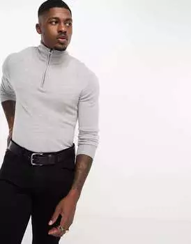 Светло-серый меловый джемпер с мягкой на ощупь полумолнией French Connection