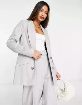 Светло-серый однотонный пиджак на пуговицах River Island