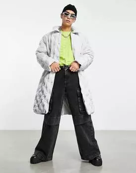 Светло-серый пуховик оверсайз ASOS DESIGN