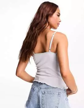 Светло-серый топ на бретельках с розеткой и чашечками Free People