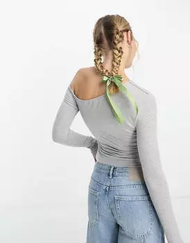 Светло-серый топ с асимметричной перекрученной деталью ASOS DESIGN