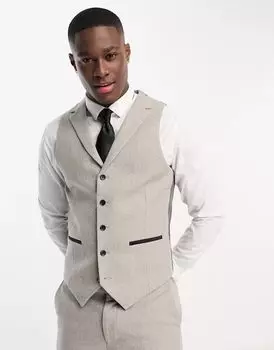 Светло-серый жилет приталенного кроя из смесовой шерсти Harry Brown Wedding
