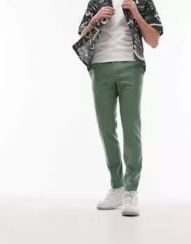 Светло-шалфейные элегантные брюки скинни с эластичным поясом Topman