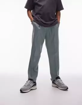 Светло-шалфейные элегантные зауженные брюки Topman с эластичным поясом