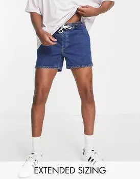 Светло-синие джинсовые шорты с эластичной талией и разрезами по низу ASOS DESIGN