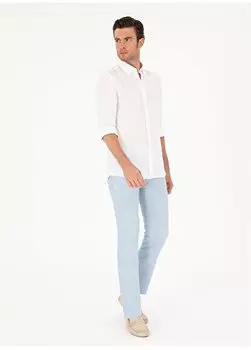 Светло-синие мужские брюки приталенного кроя с нормальной талией и нормальной талией OLIA/P Cacharel, светло-синий