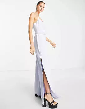 Светло-синий широкий комбинезон с поясом ASOS DESIGN