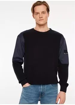 Светло-темно-синий мужской свитер приталенного кроя с круглым вырезом Gmg Frenze