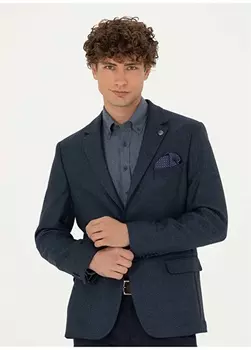Светло-темно-синяя мужская микро-куртка Slim Fit Pierre Cardin