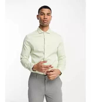 Светло-зеленая атласная рубашка скинни с вырезом ASOS DESIGN