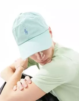 Светло-зеленая бейсболка из твила с фирменным логотипом Polo Ralph Lauren