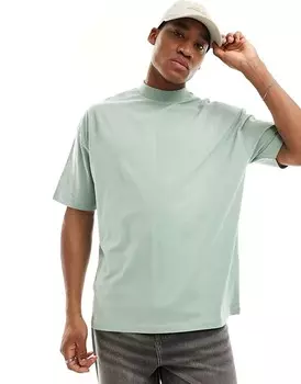 Светло-зеленая футболка оверсайз с высоким воротником ASOS DESIGN Essential