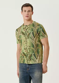 Светло-зеленая футболка с цветочным узором Etro