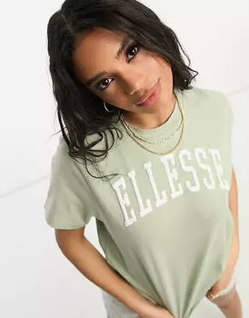 Светло-зеленая футболка с университетским логотипом ellesse Tressa