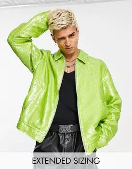 Светло-зеленая куртка харрингтон с пайетками ASOS DESIGN