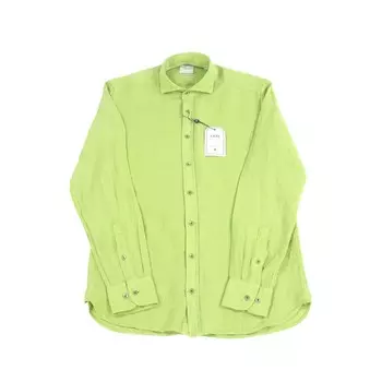 Светло-зеленая льняная рубашка с леопардовым принтом Luchiano Visconti