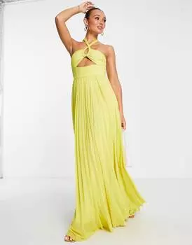 Светло-зеленое платье макси со складками и плиссировкой ASOS DESIGN ASOS DESIGN