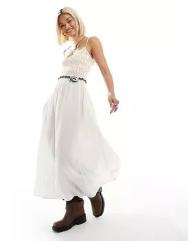 Светло-зеленое платье миди на бретелях с зигзагообразным принтом Free People