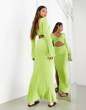 Светло-зеленое платье миди с длинными рукавами и вырезом спереди ASOS EDITION