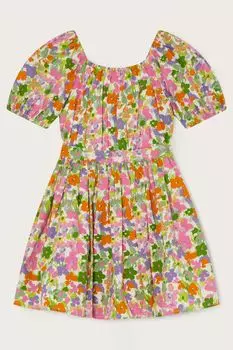 Светло-зеленое платье с цветочным принтом Monsoon, зеленый