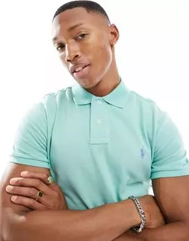 Светло-зеленое поло узкого кроя из пике с логотипом Polo Ralph Lauren