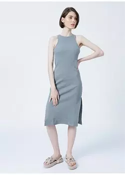 Светло-зеленое женское облегающее платье миди с круглым вырезом и короткими рукавами W221328299 Wrangler