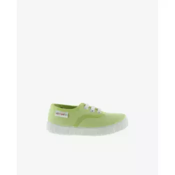 Светло-зеленые детские кеды из парусины с белыми шнурками Victoria