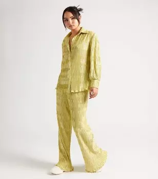 Светло-зеленые широкие брюки с фактурным плиссе Urban Bliss Urban Bliss, светло-зеленый