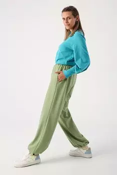 Светло-зеленые спортивные штаны на эластичном шнурке ALL DAY
