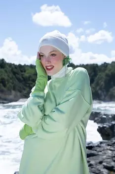 Светло-зеленый базовый свитшот оверсайз из 3 ниток ALL DAY