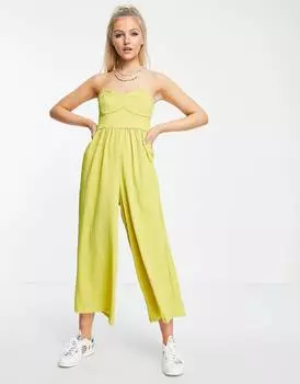 Светло-зеленый фактурный комбинезон-бандо ASOS DESIGN