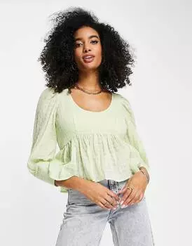 Светло-зеленый топ с присборенной баской и глубокими манжетами ASOS DESIGN