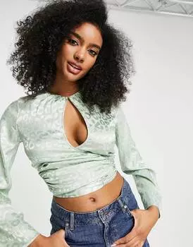 Светло-зеленый жаккардовый топ с рукавами-кимоно ASOS DESIGN