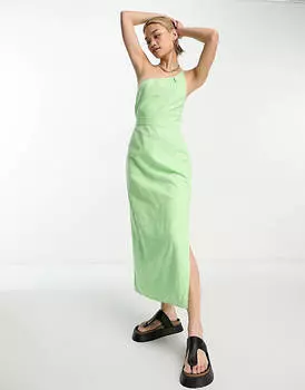 Светло-желтое льняное платье миди на одно плечо Whistles