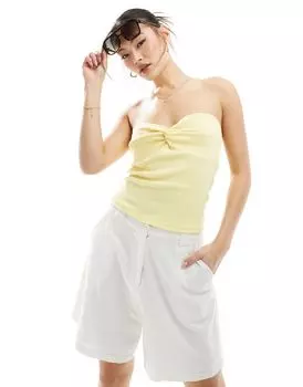 Светло-желтый топ-бандо с узлом River Island