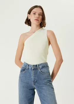 Светло-желтый трикотаж в рубчик на одно плечо Academia