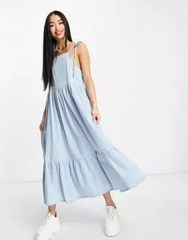 Светлое платье миди из мягкого денима ASOS DESIGN