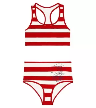 Светлое полосатое бикини Zimmermann Kids, красный