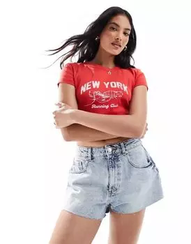 Светлые джинсовые шорты А-силуэта ASOS