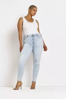 Светлые джинсы Kennington Sculpt Plus с высокой посадкой River Island, синий