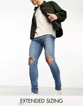 Светлые джинсы скинни ASOS с эластичными деталями и разрывами на коленях