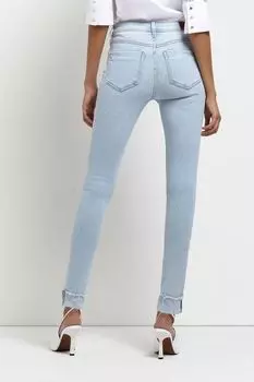 Светлые джинсы скинни со средней посадкой и вешалками светлые светлые джинсы River Island, синий