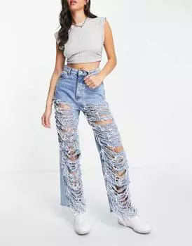 Светлые джинсы свободного кроя с прорехами ASOS DESIGN