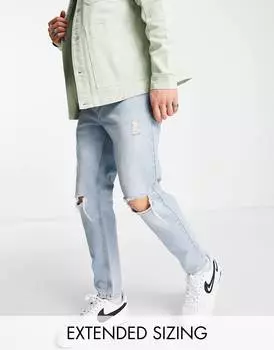 Светлые классические джинсы с разрезами на коленях ASOS DESIGN