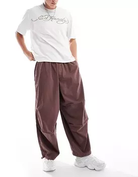 Светлые коричневые брюки-парашюты оверсайз ASOS DESIGN