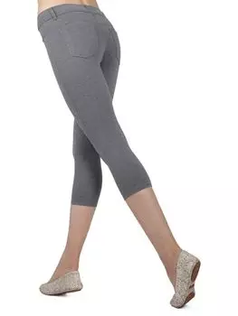 Светлые леггинсы-капри из смесового хлопка понте Memoi Medium grey