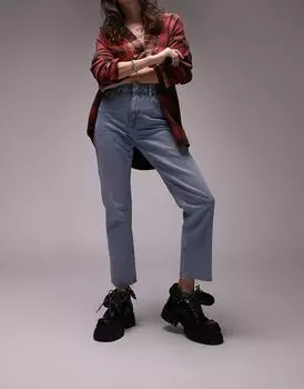 Светлые укороченные прямые джинсы со средней посадкой Topshop