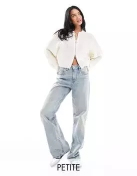 Светлые винтажные джинсы с широкими штанинами Stradivarius Petite