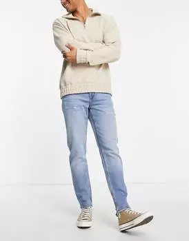 Светлые зауженные джинсы ASOS DESIGN с рваным краем