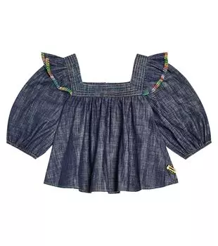 Светлый джинсовый топ Zimmermann Kids, синий